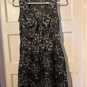 Black and White Floral Midi Dress